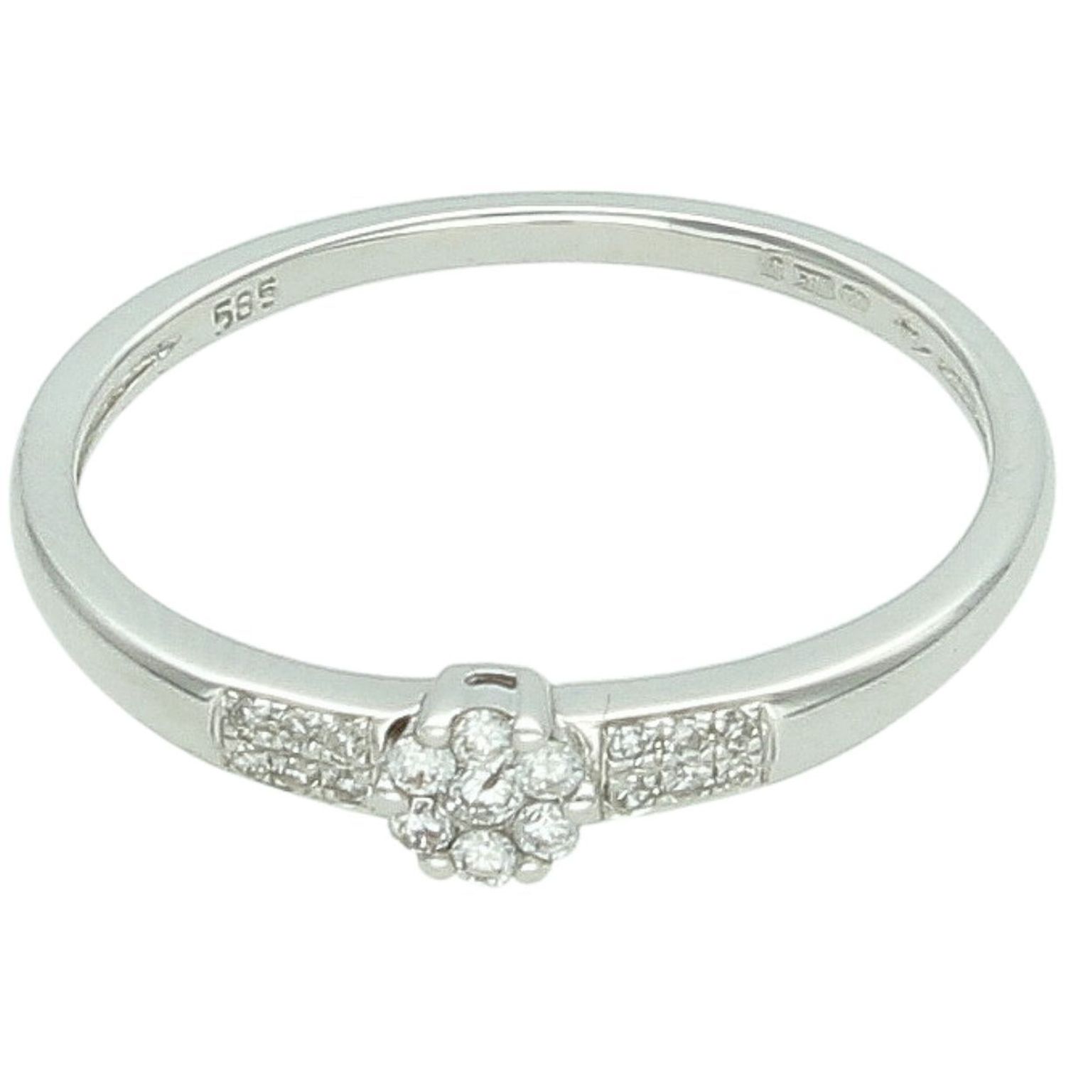 Złoty pierścionek 585 z diamentami – 19 brylantów, rozmiar 16  DIAMENT Białe Złoto.jpg